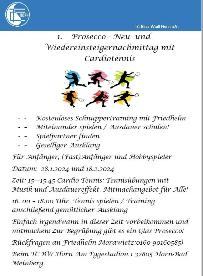 Prosecco-Cardio-Tag beim TC BW Horn