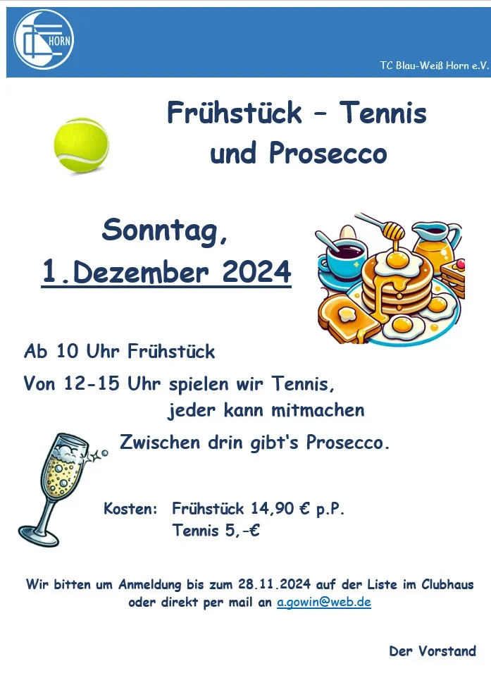 Frühstück - Tennis und Prosecco