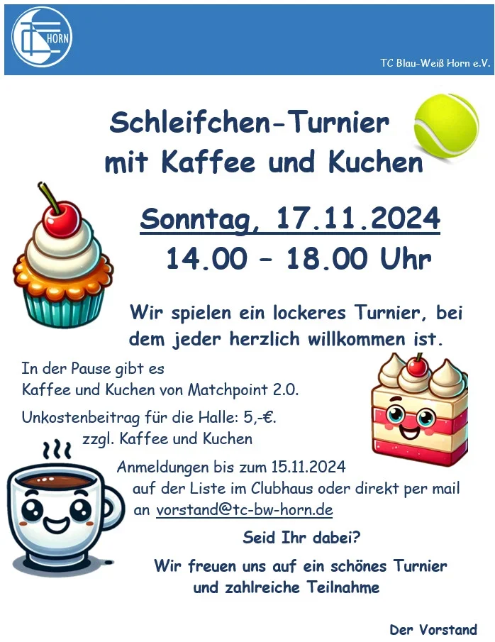 Schleifchen-Turnier mit Kaffee und Kuchen